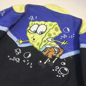 Chaqueta Varsity Vintage de Invierno para Hombre con Cuello Alto y Bordado, 100% Algodón Canvas, Impermeable, Resistente al Viento, Ecológica, SpongeBob Racing - Product Image 3