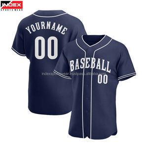 Camiseta de Béisbol Personalizada Index para Hombre, Azul Marino, Manga Corta, con Botones, Transpirable, de Poliéster, con Nombre del Equipo Impreso - Product Image 1
