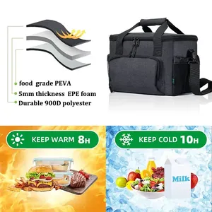 Wilson Polyester Tote Custom Cooler Bags Food Lunch Bag Box Soft Wine Fishing Wholesale Insulated Cooler Bags for Men Women - Product Image 5