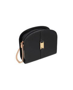 Sac bandoulière demi-lune élégant et durable pour femme avec fermeture éclair, sangle en cuir noir personnalisée et chaîne – OEM - Product Image 2