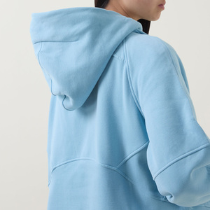 เสื้อฮู้ดสีฟ้าอ่อนสำหรับผู้หญิง ขายส่ง แขนยาว สีพื้น ซิปด้านหน้า แบบครอป สวมใส่สบายๆ สำหรับฤดูใบไม้ร่วง - Product Image 4