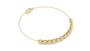 Pulsera de Lujo Ajustable para Mujer, Estilo Tenis, con Diamantes Cultivados en Laboratorio, Corte Redondo, Oro Amarillo de 18k, con Diseño de Halo Real - Product Image 3