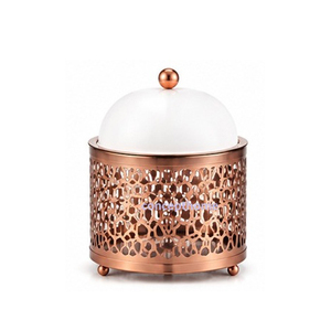 Recipiente Redondo Metálico Vintage para Calentar Alimentos con Tapa Abombada y Diseño de Árbol en Bronce - Product Image 6