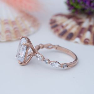 925 <b>Silver</b> Moissanite Oval Cut Prong <b>Solitaire</b> <b>Ring</b> White Gold Plated for Certified Elegant Engagement Wedding Jewelry Gift for - Product Image 2