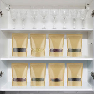 Bolsas de papel kraft con ventana de 6 x 9 pulgadas, bolsas resellables con cierre de cremallera, bolsas kraft verticales para envasado de alimentos - Product Image 2