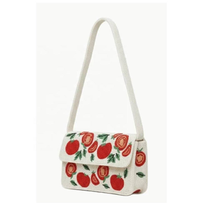 Sac à bandoulière élégant en perles de rocaille, fait main, en forme de tranches de citron vert, sac à rabat brodé à la main, sac à main de créateur chic - Product Image 6