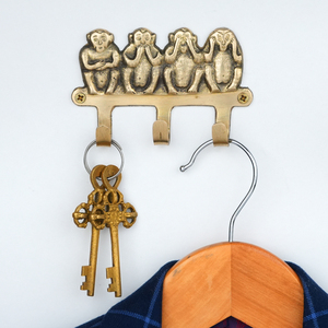 Handmade Golden Brass Monkey <b>Wall</b> Hook 3 Hooks Decorative Animal Pattern Coat Hanger Heavy Duty <b>Wall</b> Mounted Hooks and Hangers - Product Image 3