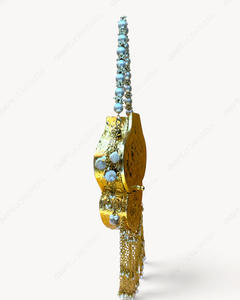 Handmade Gold Metal Clutch Bag Embossed Floral Design Pearl Handle Tassel Fringe Antique Eco-Friendly Fashion Minaudiere Women - Product Image 4