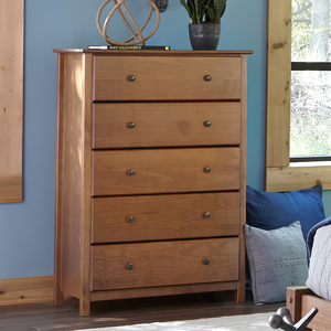 Modern 5-Drawer Solid Oak Wooden <b>Chest</b> <b>Storage</b> Cabinet with Eco-Friendly Design Durable Construction for Bedroom Furniture - Product Image 2