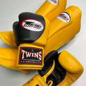 Twins Muay Thai MMA <b>Gloves</b> Shin Guard Set Real Cowhide Leather Hand Grips Adjustable Hook Loop Closure Breathable Lightweight - Product Image 2