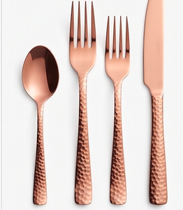Ensemble de couverts modernes en cuivre, 5 pièces, finition martelée, acier inoxydable, pour mariage et repas - Product Image 3