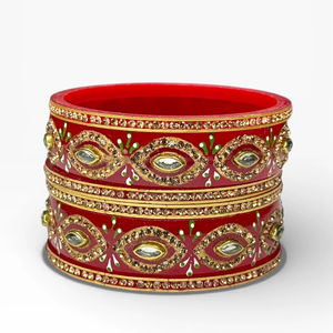 Nuevo Juego de Brazaletes Acrílicos Rojos con Borde de Perlas, Chapado en Oro, Moderno, para Bodas, Uso Festivo, Precio al por Mayor - Product Image 1