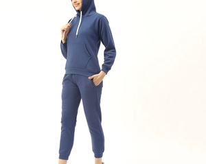 Custom 3D Puff Printed Lace Logo Winter Oversized <b>Women's</b> 100% Cotton Drop Shoulder <b>Baggy</b> Tracksuit - Product Image 3