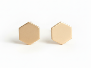 Pendientes Geométricos Hexagonales de Oro Sólido de 14k, Minimalistas para Uso Diario, Regalo de Boda o Compromiso, Joyería Unisex - Product Image 3