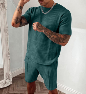Summer Men <b>Sets</b> Short Sleeve T Shirts Shorts Two Piece Suits Thin Breathable Tracksuit Male Casual Premium Fabric Casual - Product Image 5
