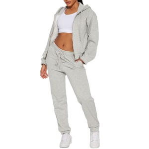 Ropa deportiva informal de alta calidad con estampado de Puff personalizado para mujer, sudadera con cremallera para entrenamiento físico y gimnasio, sudaderas recortadas con cremallera de gran tamaño - Product Image 1