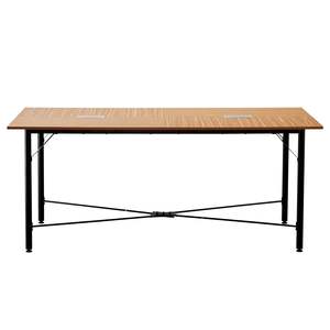 Mesa de Reuniones Rectangular Moderna de 6 Pies para 6-8 Personas, Escritorio para Seminarios con Patas de Metal, Fácil de Ensamblar, Mesa de Conferencias Marrón para Sala de Juntas - Product Image 1