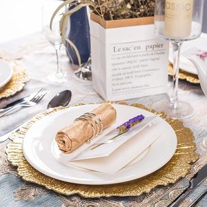 Assiette de présentation décorative de luxe pour événements de mariage, assiette de présentation ronde à bord doré pour la décoration de table d'hôtel ou de fête - Product Image 6