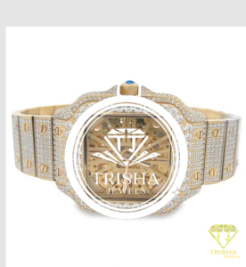 Reloj de Lujo con Diseño de Esqueleto de Movimiento Visible y Diamantes Moissanita Engastados a Mano con Brillo Intenso - Product Image 1