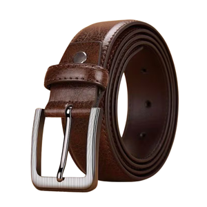 Cinturón de Cuero Genuino Marrón, Cinturón Formal de Piel de Vaca para Hombre, Hebilla de Aleación, Estilo Vintage para Uso Diario, Casual, con Jeans o Vestidos - Product Image 6
