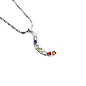 Pendentif artisanal en argent sterling 925 avec pierres précieuses multicolores, sept pierres, bijou unique pour la vente en gros - Product Image 2
