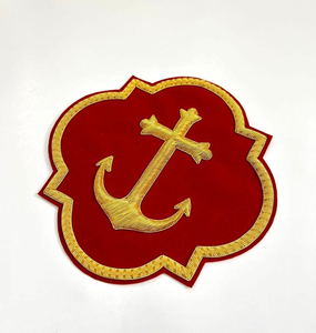 Aplicación de Hilo Dorado Bordado a Mano en 3D Personalizada con Ancla y Cruz para Vestimenta Católica en Tela de Lona - Product Image 2