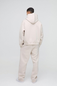 Ensemble de survêtement décontracté et tendance pour homme, 100 % coton, avec sweat à capuche zippé et pantalon de jogging ample brodé, deux pièces personnalisables - Product Image 2