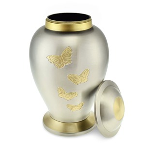 Designer Metal Cremation Urns Silver Finished for Human Ashes Funeral Supplies Adult Cremation Urns Handmade - Product Image 1