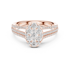 Bague en or rose plaqué avec diamant, anneau à double sangle, taille brillant rond, bijoux pour femme, cadeau pour mariage ou anniversaire - Product Image 1