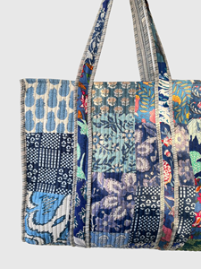 Sac fourre-tout en coton patchwork bohème, broderie florale, ouverture supérieure, sac de shopping pour femmes, utilisation toutes saisons - Product Image 3