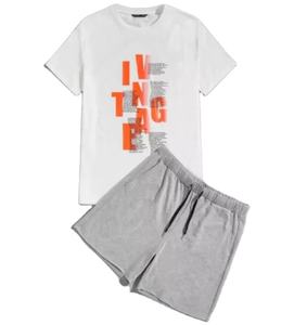 Conjunto de Camiseta y Pantalones Cortos de Algodón Casual de Verano de Alta Calidad, Transpirable, con Logotipo Personalizado, Colores Personalizados para Hombre - Product Image 1