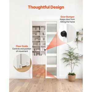 Kit Binario per Porta Scorrevole a Scomparsa da 175 cm con Meccanismo di Chiusura Ammortizzata per Scorrimento Fluido e Silenzioso - Product Image 5