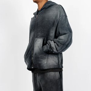 Factory Direct custom zip up hoodies with metal eyelet hoodie design for streetwear brands - Product Image 2