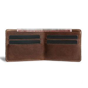 กระเป๋าสตางค์หนังแท้คุณภาพสูงสำหรับผู้ชาย กระเป๋าสตางค์แบบพับสองตอน ทำมือ พร้อมช่องใส่บัตรประชาชนและช่องใส่เหรียญ ป้องกัน RFID ราคาขายส่ง - Product Image 2