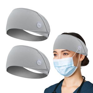 Gray Cotton Polyester Surgical Cap Button <b>Tie</b> <b>Back</b> Needle Detection Stretchable Fabric Hospital Uniforms Unisex Scrub Drain - Product Image 2