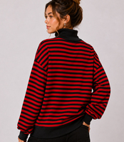 Sweat-shirts pour femmes à col montant, manches longues, coupe oversize, en polyester/coton de haute qualité, 340 GSM, épaules tombantes, imprimé sur le devant