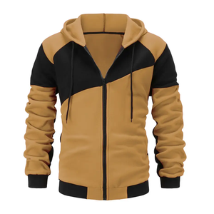 Ensemble sweat à capuche zippé et pantalon de jogging décontracté pour homme, color block, en polyester et coton French Terry, idéal pour l'automne - Product Image 5
