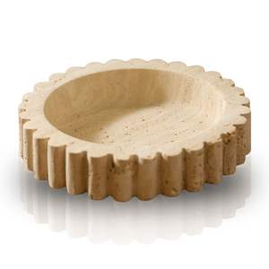 Dernier prix de gros : Plateau élégant rectangulaire en pierre de travertin avec bords en zigzag, marbre beige, pour une organisation élégante de la maison - Product Image 6