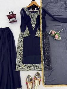 Salwar Kameez en rayonne brodé, longueur standard, tenue ethnique traditionnelle pour mariage, fête d'hiver, style Inde Pakistan - Product Image 5