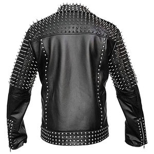 Nuevas chaquetas de cuero genuino estilo punk para hombre, con tachuelas, diseño personalizado, estilo motero, chaqueta de cuero genuino para hombre. - Product Image 2
