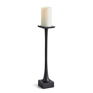 Support de bougie noir avec base carrée et tige haute pour la décoration de la maison - Product Image 1