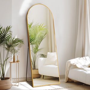 Miroir sur pied arqué pleine longueur 64"x21" doré pour chambre à coucher - Product Image 1