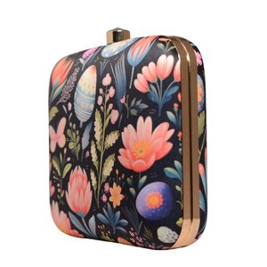 Bolso de Mano Étnico Negro con Estampado Floral para Mujer, Ideal para Bodas, Fiestas y Eventos Formales - Product Image 2