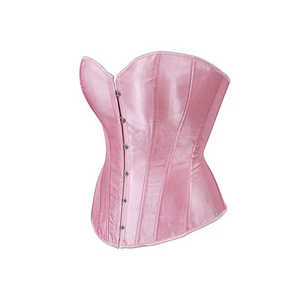 Women's Blue Satin Corset Shaper Firm <b>Control</b> <b>Tummy</b> <b>Control</b> Wear with Button Closure for Daily Use - Product Image 4