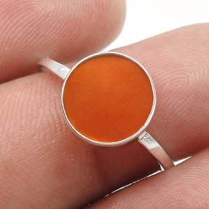 Brilliant Round Cut Natural Carnelian Gemstone <b>Ring</b> Crafted From 925 <b>Sterling</b> <b>Silver</b> Bezel <b>Set</b> Sacral Chakra Style Bohemian <b>Ring</b> - Product Image 4
