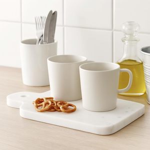 Premium White Marble Cutting Board with Handle Single Tier Jewelry Serving Platter for Kitchen Use - Product Image 1