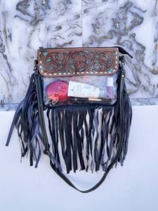 Sac transparent à franges en cuir sculpté usiné à la main Sac à main élégant Sacs en cuir multi-usages pour femmes multi-usages - Product Image 4