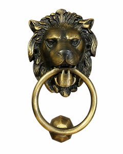 Timbre de puerta vintage de latón con cabeza de león, timbre de puerta delantera antiguo, herrajes tradicionales para entrada, latón macizo al por mayor - Product Image 1