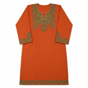 Kurti Kashmiri color marrón óxido con bordado multicolor en papel, compre directamente del proveedor - Product Image 3