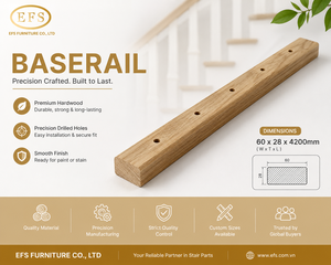 ราวบันไดไม้ EFS Furniture Baseraile ขนาด 60x28x4200 มม. พร้อมรูเจาะสำเร็จรูป ทาสีได้ ดีไซน์แบบดั้งเดิม รับประกัน 5 ปีขึ้นไป - Product Image 1